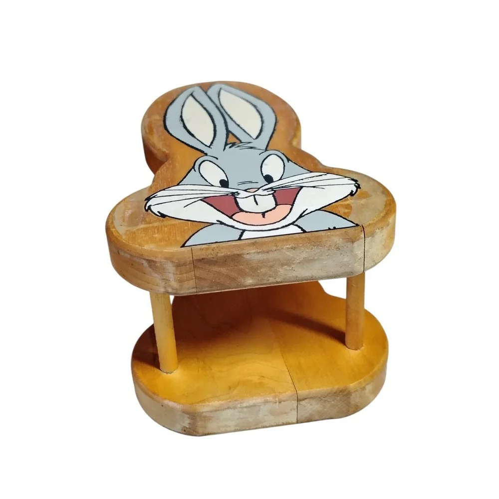 Vintage 1995 Warner Brothers Looney Tunes Bugs Bunny Wood Napkin Holder RARE